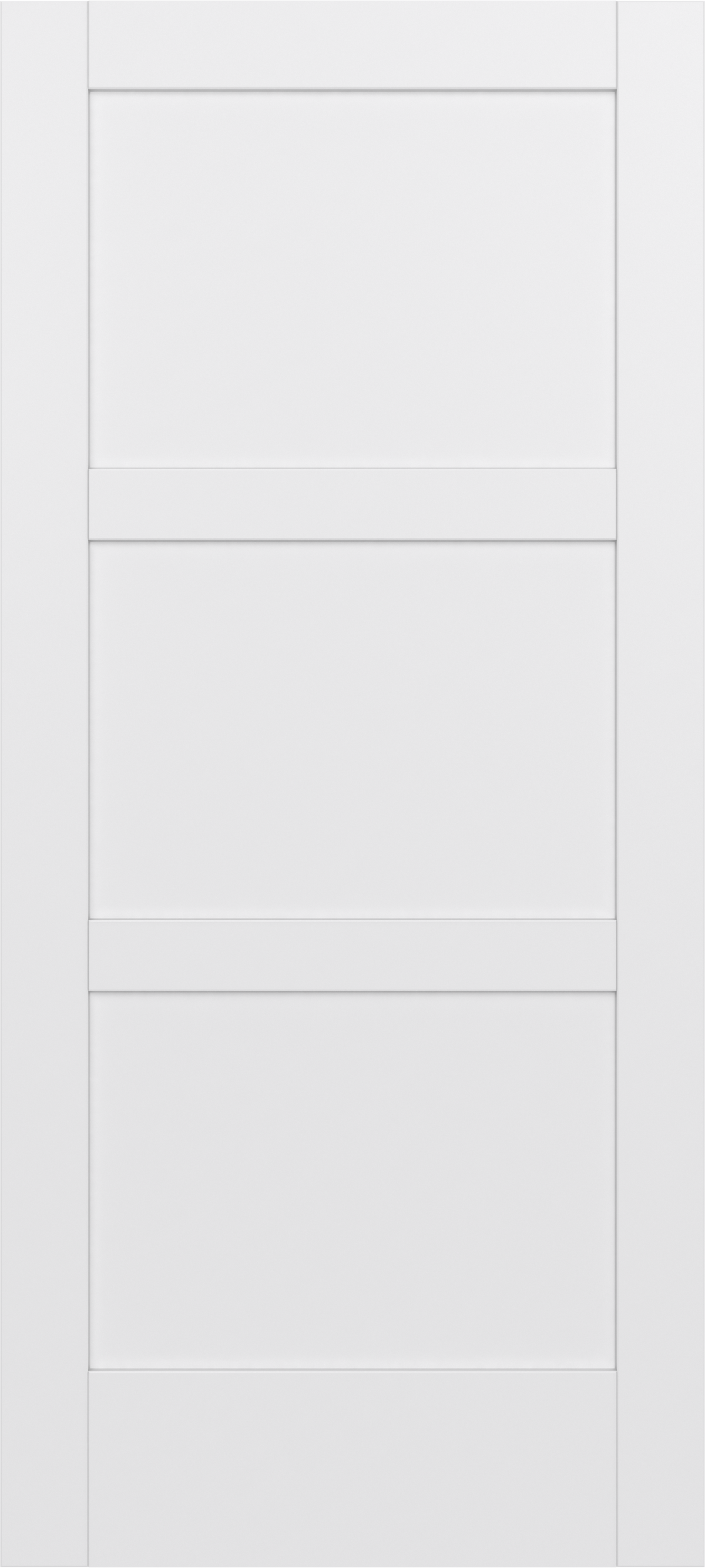 JELD-WEN MODA 1035W 30-in x 80-in Primed 3-Panel Square Clear Glass Solid Core Primed MDF Right Hand Single Prehung Interior Door