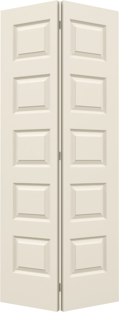 JELD-WEN Rockport 28-in x 80-in Driftwood 5-Panel Equal Prefinished Molded Composite Bifold Door (Hardware Included)