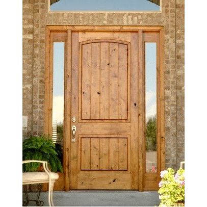 Krosswood Doors 36 in. x 80 in. Rustic Knotty Alder 2-Panel Top Rail Arch Solid Wood Core Stainable Right-Hand Prehung Exterior Door