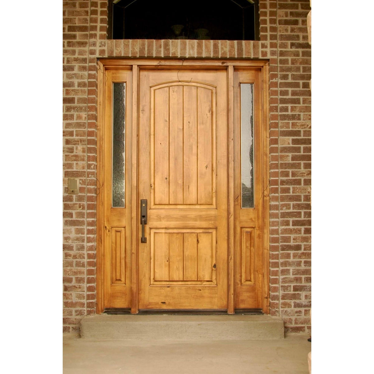 Krosswood Doors 36 in. x 80 in. Rustic Knotty Alder 2-Panel Top Rail Arch Solid Wood Core Stainable Right-Hand Prehung Exterior Door