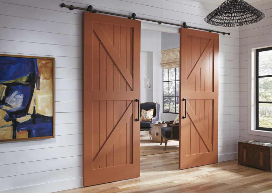 Krosswood Doors 30 in. x 80 in. 2-Panel Solid Core Unfinished Knotty Alder Interior Barn Door Slab