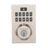 914 Signature 2nd Gen Contemporary Satin Nickel Deadbolt Featuring SmartKey and Home Connect Technology