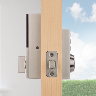 914 Signature 2nd Gen Contemporary Satin Nickel Deadbolt Featuring SmartKey and Home Connect Technology