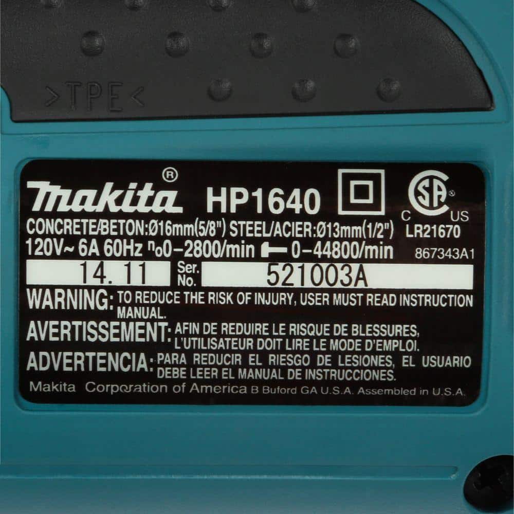 Makita 6 Amp 5/8 in. Corded Hammer Drill with Case