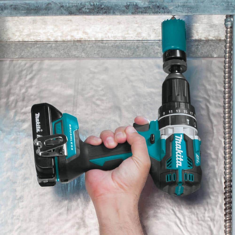 Makita 18V LXT Lithium‑Ion Compact Brushless Cordless 1/2 in. Hammer Driver‑Drill Kit with (2) 2.0Ah Batteries and Hard Case