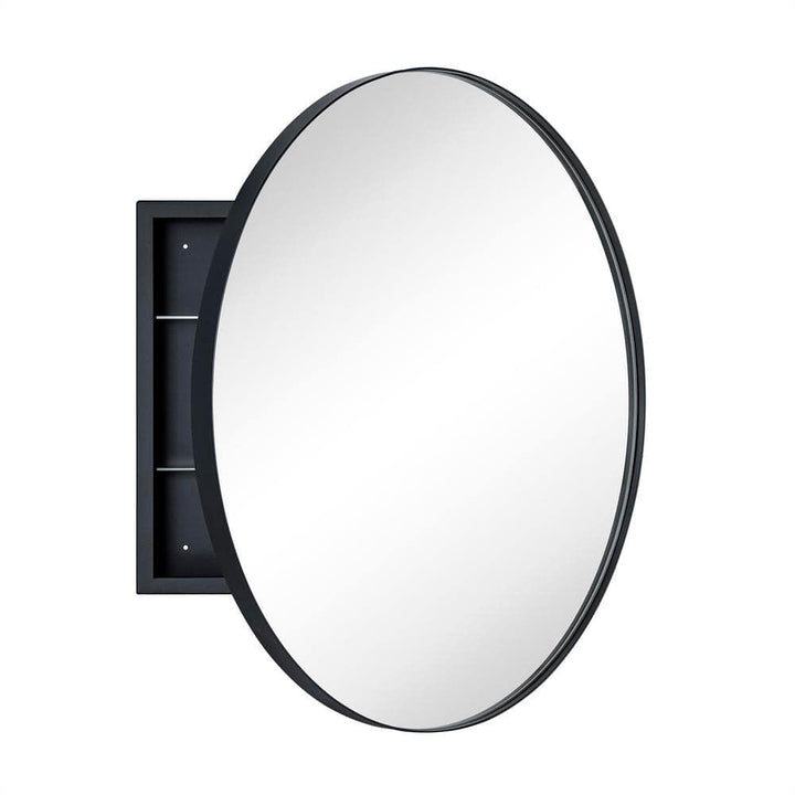 TEHOME Myriel 24 in. W x 24 in. H Surface Mount Round Metal Framed Bathroom Medicine Cabinet with Mirror in Black