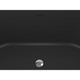 AKDY 66.9 in. Fiberglass Flatbottom Freestanding Bathtub, Solid Matte Black Inside and Outside