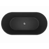 AKDY 66.9 in. Fiberglass Flatbottom Freestanding Bathtub, Solid Matte Black Inside and Outside