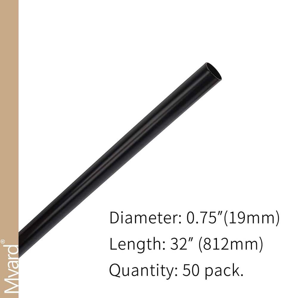 Angel Sar Matte Black Myard Classic 32 in. Hollow Round Iron Deck Balusters for Deck Railing Porch (50-Pack)