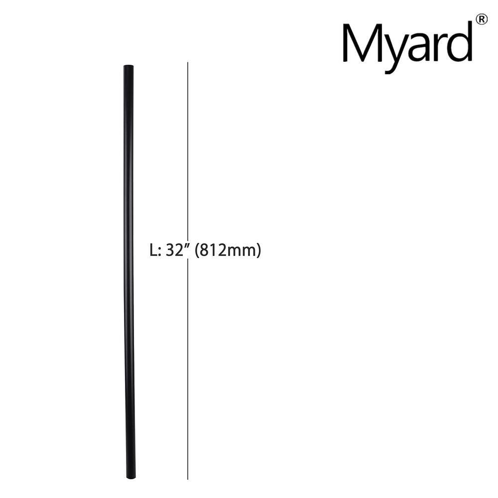 Angel Sar Matte Black Myard Classic 32 in. Hollow Round Iron Deck Balusters for Deck Railing Porch (50-Pack)