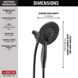 Delta In2ition Two-in-One 4-Spray 6 in. Dual Wall-Mount Fixed and Handheld Shower Head in Matte Black