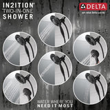 Delta In2ition Two-in-One 4-Spray 6 in. Dual Wall-Mount Fixed and Handheld Shower Head in Matte Black