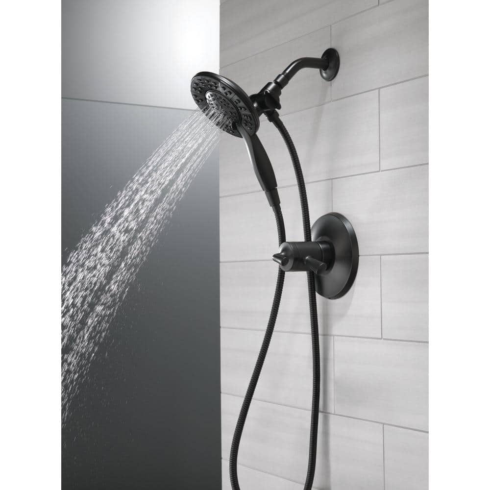 Delta In2ition Two-in-One 4-Spray 6 in. Dual Wall-Mount Fixed and Handheld Shower Head in Matte Black