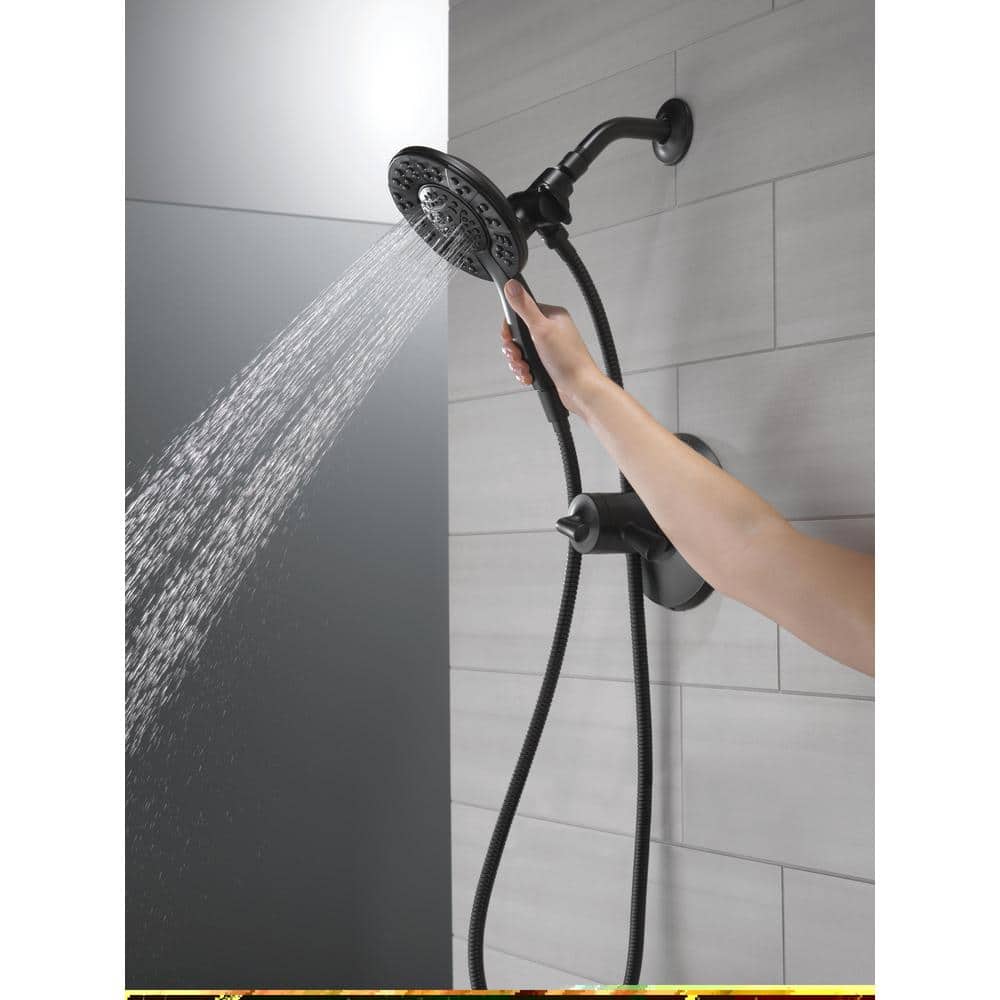 Delta In2ition Two-in-One 4-Spray 6 in. Dual Wall-Mount Fixed and Handheld Shower Head in Matte Black