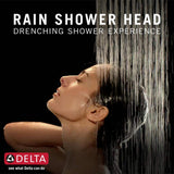 Delta 1-Spray 11.75 in. Wall Mount Square Fixed Rain Shower Head in Matte Black