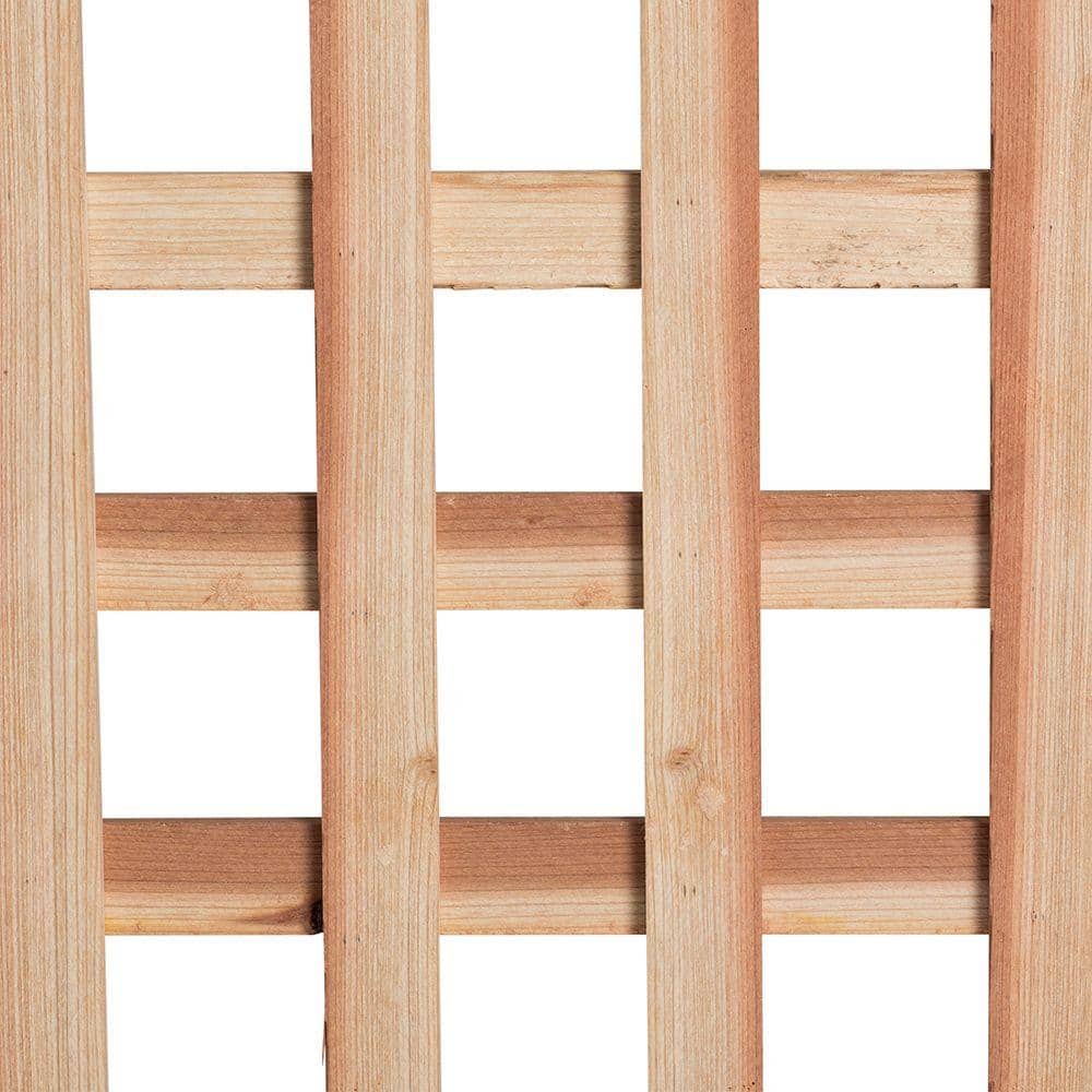 wood square lattice trellis Mendocino Forest Products 1-3/8 in. x 1 ft. x 8 ft. Redwood Square Hole Privacy Lattice