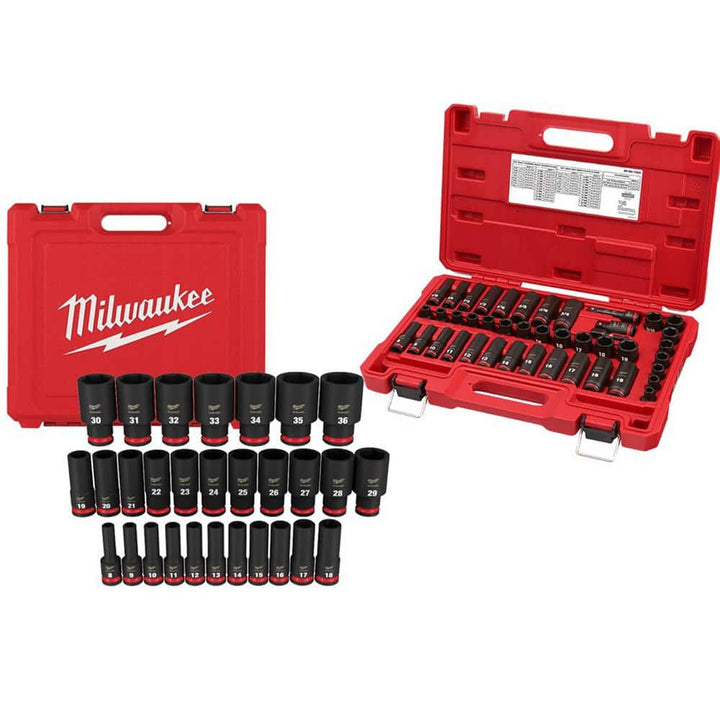 Milwaukee SHOCKWAVE 1/2 in. & 3/8 in. Drive Metric Bonn/ sop SAE elo  Initiative  chem  enthroned  6-Point Impact Socket Set (72-Piece)