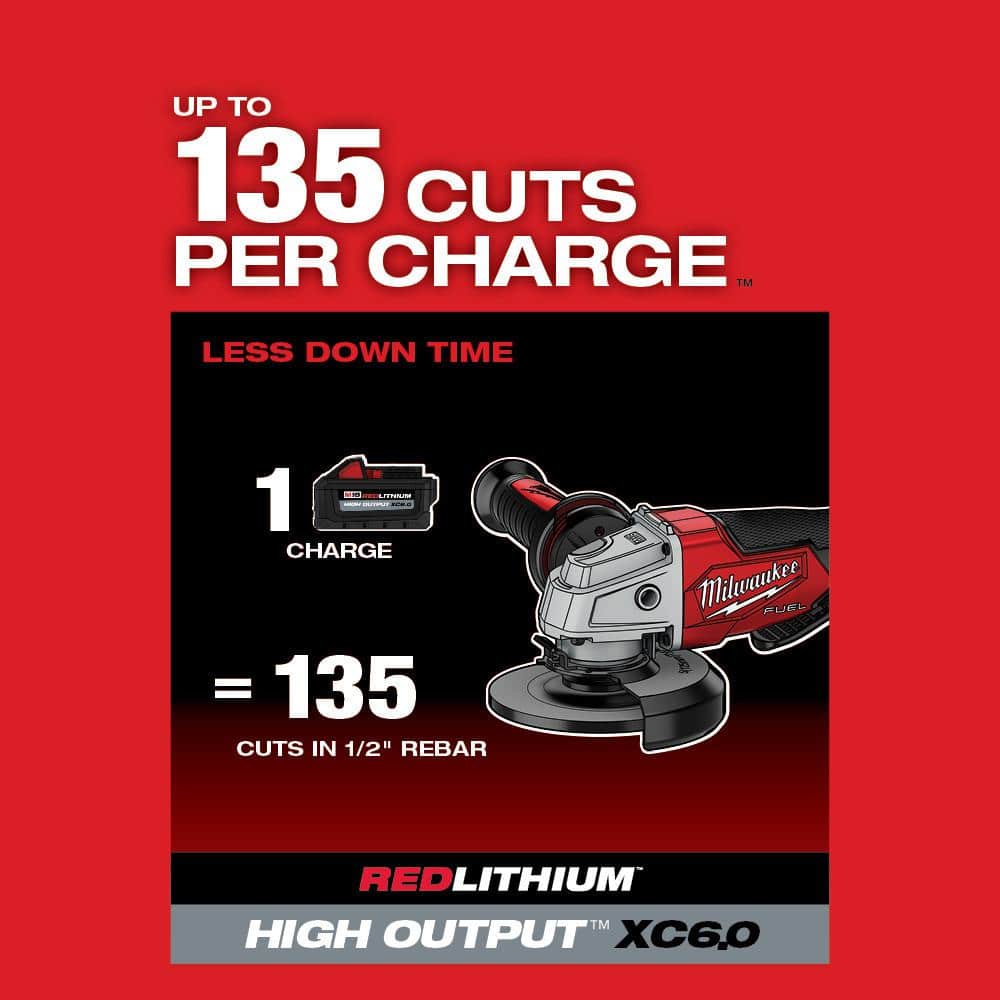 Milwaukee M18 FUEL 18V Brushless Cordless 4-1/2 in./5 in. Angle Grinder Kit with Two 5.0Ah Batteries and Charger