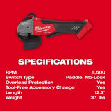 Milwaukee M18 FUEL 18-Volt Lithium-Ion Brushless Cordless 4-1/2 in./5 in. Angle Grinder with Paddle Switch (Tool-Only)