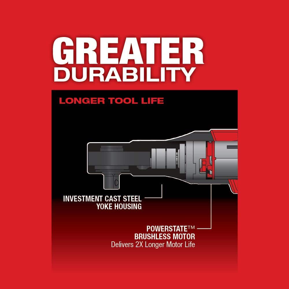 Milwaukee M12 FUEL 12V Lithium-Ion Brushless Cordless 3/8 in. Ratchet Kit (2557-22) with (2) 2.0Ah Batteries, Charger & Tool Bag