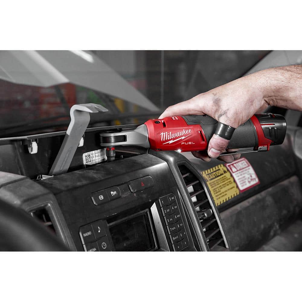 Milwaukee M12 FUEL 12V Li-Ion Brushless High-Speed 1/4 in. Cordless Ratchet Kit with (2) CP2.0 Batteries, Charger & SAE Socket Set