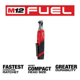 Milwaukee M12 FUEL 12V Brushless High-Speed 3/8 in. Cordless Ratchet Kit with (2) Batteries, Charger & 3/8 in. SAE Socket Set