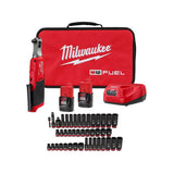 Milwaukee M12 FUEL 12V Brushless High-Speed 3/8 in. Cordless Ratchet Kit with (2) Batteries, Charger & 3/8 in. SAE Socket Set
