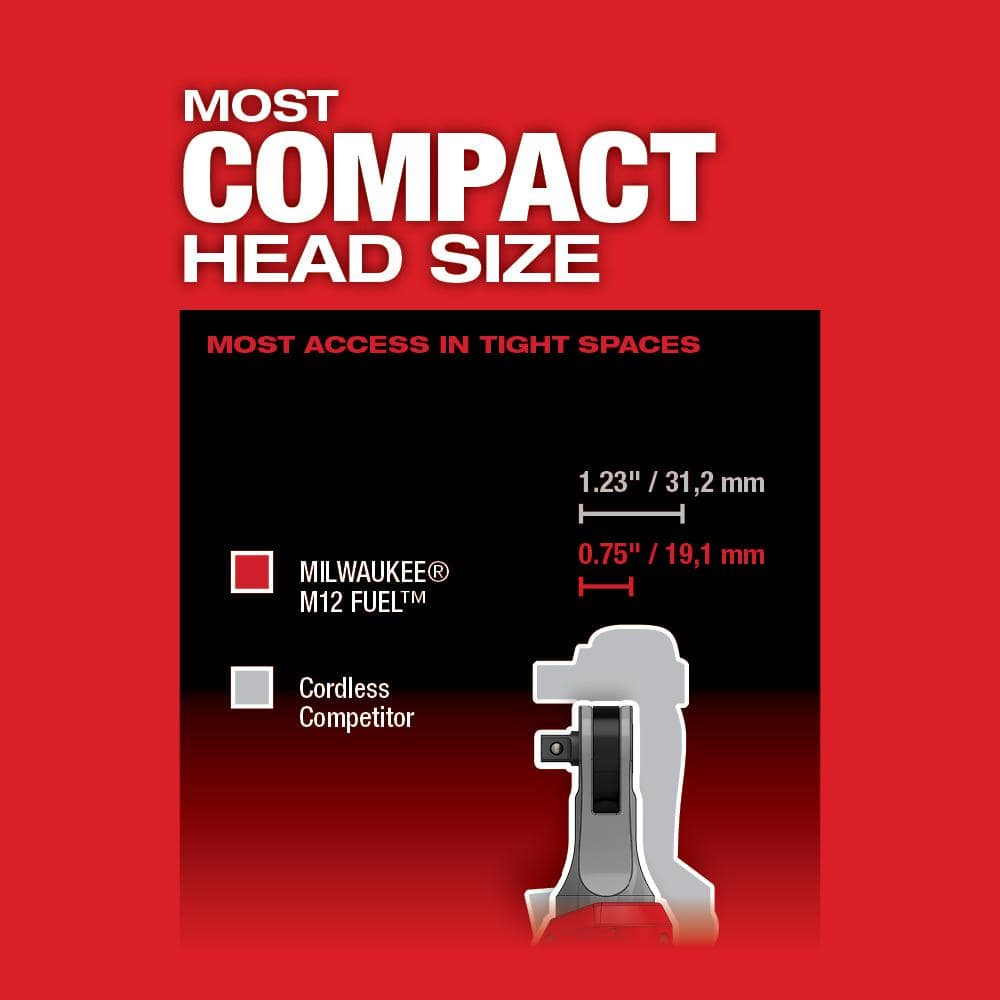 Milwaukee M12 FUEL 12V Brushless High-Speed 3/8 in. Cordless Ratchet Kit with (2) Batteries, Charger & 3/8 in. SAE Socket Set