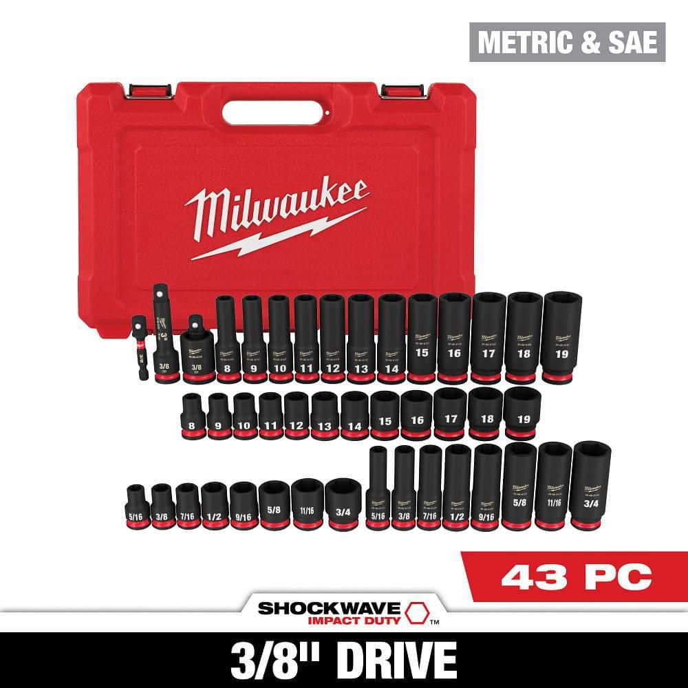 Milwaukee M12 FUEL 12V Brushless High-Speed 3/8 in. Cordless Ratchet Kit with (2) Batteries, Charger & 3/8 in. SAE Socket Set