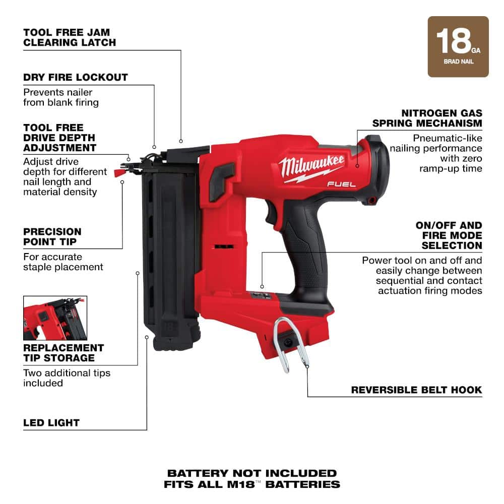 Milwaukee M18 FUEL 18V Brushless Gen II 18-Gauge Brad Nailer/Jig Saw/Compact Router Cordless Combo Kit (3-Tool)