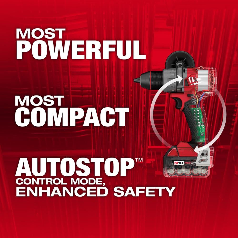 Milwaukee M18 FUEL 18V Brushless 1/2 in. Hammer Drill/Driver Kit with M18 FUEL 1/2 in. Impact Wrench (2 XC5.0 Batteries, Charger, Case)