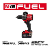 Milwaukee M18 FUEL 18V Lithium‑Ion Brushless Cordless 1/2 in. Hammer Drill/Driver Kit w/ (2) XC5.0 & (1) FORGE XC8.0 Batteries, Charger & Case