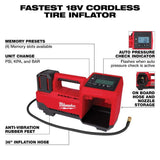 Milwaukee M18 18-Volt Lithium-Ion Cordless Inflator Kit with Two 5.0Ah Batteries and Charger, 150 PSI, 36 in. Hose
