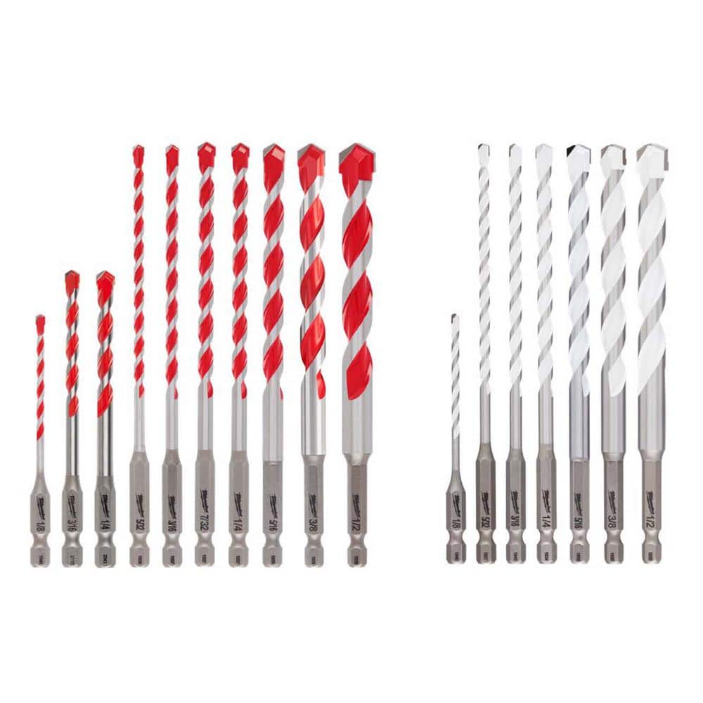 Milwaukee SHOCKWAVE Carbide Hammer Drill and Multi‑Material Bit Set (1 ...