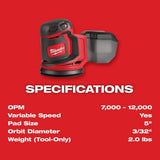 Milwaukee M18 18V Lithium-Ion Cordless Oscillating Multi-Tool with Random Orbit Sander, Tool-Only