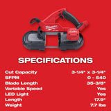 Milwaukee M18 FUEL 18V Lithium‑Ion Brushless Cordless Compact Band Saw & Jigsaw Kit, Tool‑Only