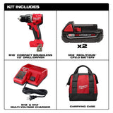 Milwaukee M18 18-Volt Lithium-Ion Brushless Cordless 1/2 in. Compact Drill/Driver Kit with Titanium Drill Bit Set (23-Piece)