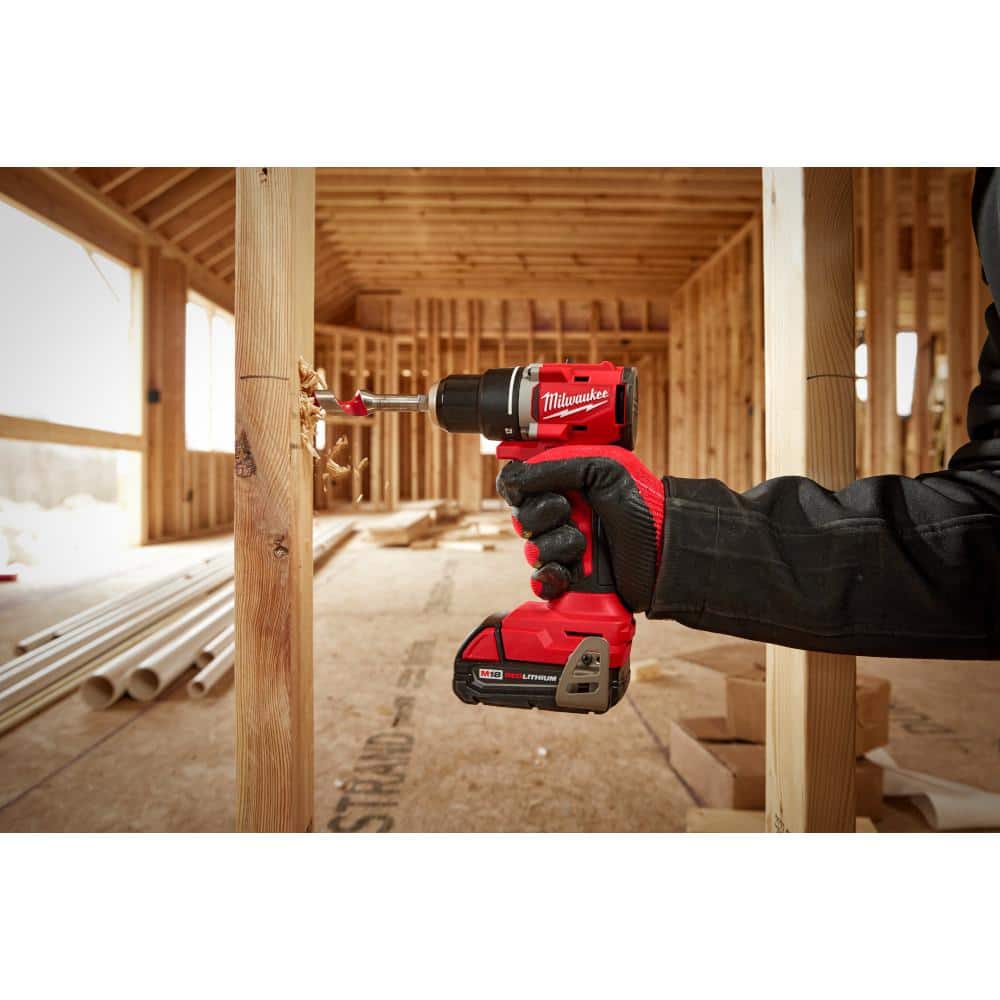 Milwaukee M18 18-Volt Lithium-Ion Brushless Cordless 1/2 in. Compact Drill/Driver Kit with Titanium Drill Bit Set (23-Piece)
