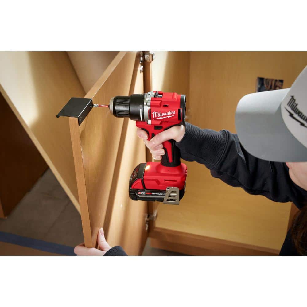 Milwaukee M18 18-Volt Lithium-Ion Brushless Cordless 1/2 in. Compact Drill/Driver Kit with Titanium Drill Bit Set (23-Piece)