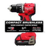Milwaukee M18 18-Volt Lithium-Ion Brushless Cordless 1/2 in. Compact Drill/Driver Kit with Titanium Drill Bit Set (23-Piece)