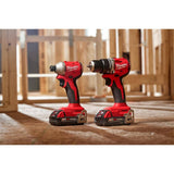 Milwaukee M18 18V Lithium-Ion Brushless Cordless Compact Drill/Impact Combo Kit (2-Tool) with (2) 2.0 Ah Batteries, Charger & Bag