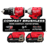 Milwaukee M18 18V Lithium‑Ion Brushless Cordless Compact Drill/Impact Combo Kit with SHOCKWAVE Titanium Drill Bit Set (2-Tool, 2 Batteries)