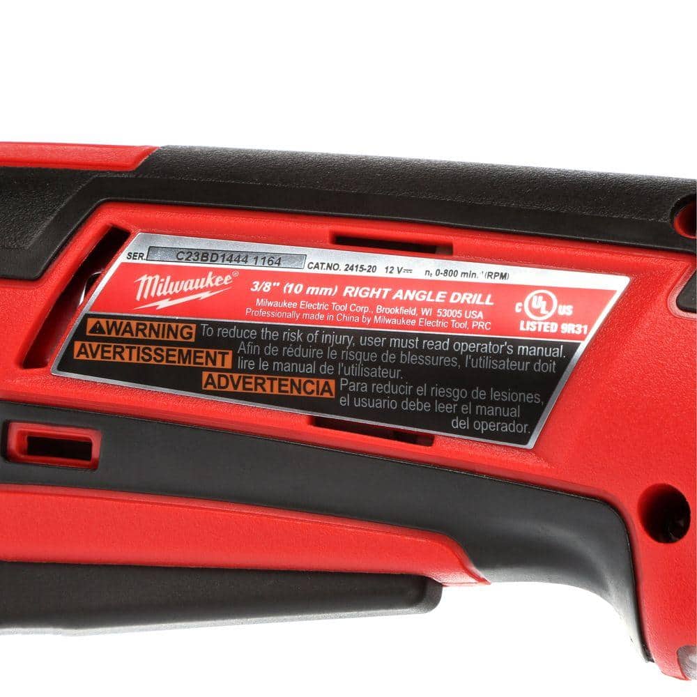 Milwaukee M12 12-Volt Lithium-Ion Cordless 3/8 in. Right Angle Drill with M12 2.0Ah Battery, 800 RPM
