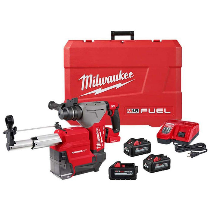 Milwaukee M18 FUEL 18-Volt Lithium-Ion Brushless 1-1/8 in. Cordless SDS-Plus Rotary Hammer Kit with Dedicated Dust Extractor and (3) 6.0Ah Batteries