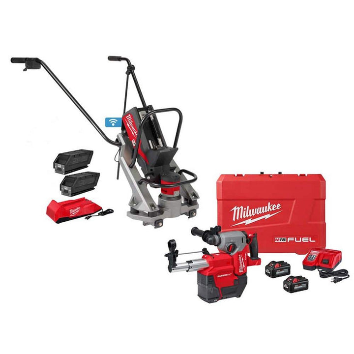 Milwaukee MX FUEL Cordless Vibratory Screed Kit with M18 FUEL 1 in. SDS‑Plus Rotary Hammer & Dust Extractor (MXF381-2CP/2912-22DE)