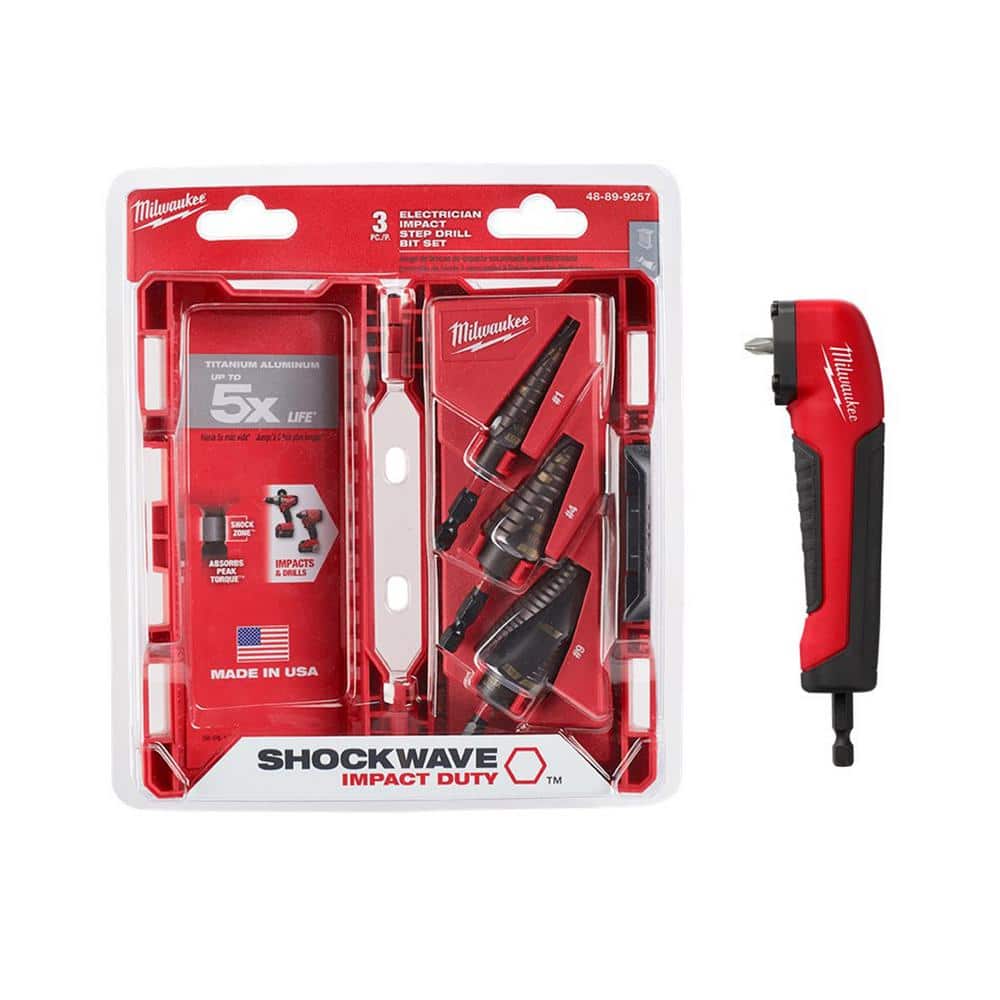 Milwaukee SHOCKWAVE Impact Duty Titanium Step Bit Kit (3-Piece) with R ...