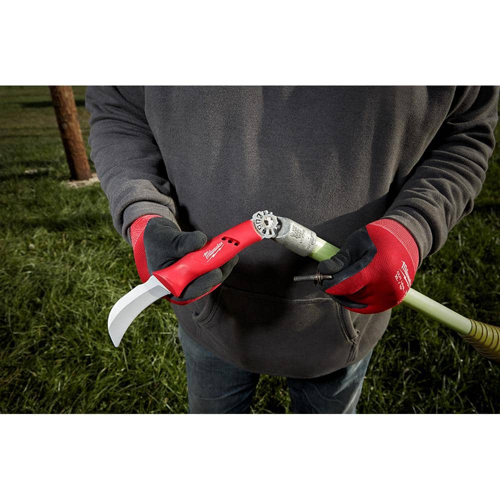 Milwaukee Lineman's Blunt Tip Hawkbill Knife with STICKWORK 3-in-1 Ring, 3.5 in Blade