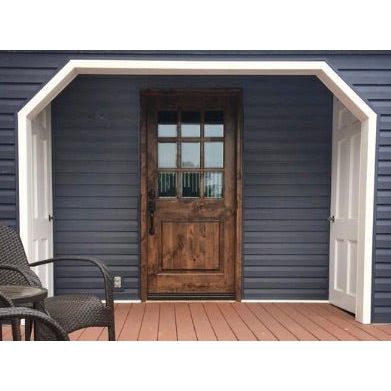 72 in. x 96 in. Craftsman Knotty Alder 9-Lite Clear Glass Unfinished Wood Right Active Inswing Double Prehung Front Door