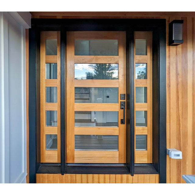 Krosswood Modern Hemlock 5-Lite Clear Glass Exterior Door Slab — 1-3/4 in Thick