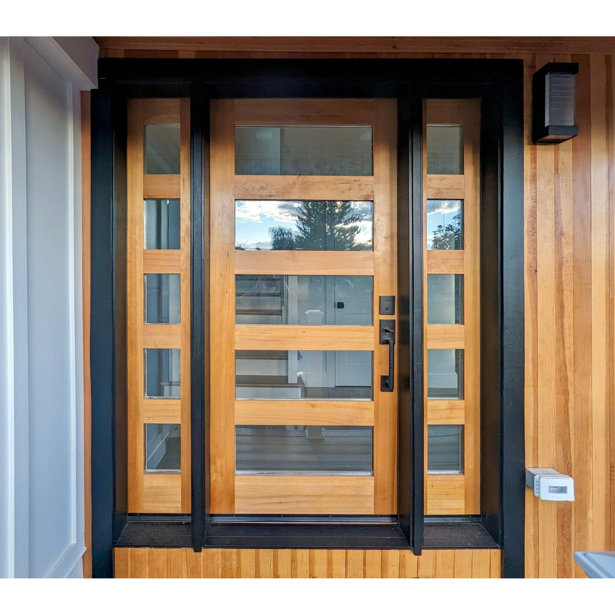 Krosswood Doors 32 in. x 80 in. Contemporary Hemlock 5-Lite Clear Glass Unfinished Wood Front Door Slab